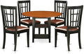 East West Furniture SUNI5-BCH-LC 5 Piece Dining Table Set for 4 Includes a Round Kitchen Table with Dropleaf & Shelves and 4 Faux Leather Kitchen Dining Chairs, 42x42 Inch, Black & Cherry
