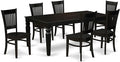 East West Furniture LGVA7-BLK-W 7 Piece Kitchen Table & Chairs Set Consist of a Rectangle Dining Room Table with Butterfly Leaf and 6 Dining Chairs, 42x84 Inch, Black