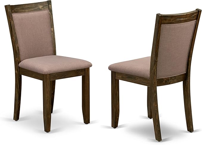 East West Furniture I2MZ7-748 7 Piece Modern Dining Table Set Consist of a Round Wooden Table with Pedestal and 6 Coffee Linen Fabric Upholstered Chairs, 48x48 Inch, Distressed Jacobean