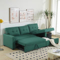L-Shape Sofa Bed, 82" Sectional Couch with Storage Chaise, Pull Out Sleeper Sofa with Removable Back Cushions, Convertible Corner Couch for Living Room Apartment, Green