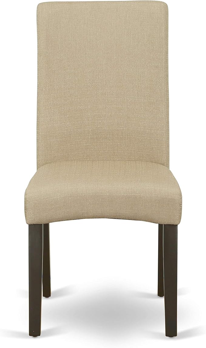 East West Furniture HEDR5-CAP-03 5 Piece Dining Room Furniture Set Includes a Rectangle Dining Table with Pedestal and 4 Brown Linen Fabric Parsons Chairs, 42x72 Inch, Cappuccino