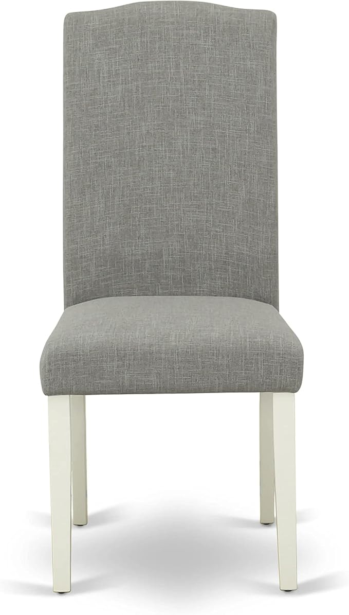East West Furniture X077EN206-7 7 Piece Modern Dining Table Set Consist of a Rectangle Wooden Table with X-Legs and 6 Dark Shitake Linen Fabric Upholstered Chairs, 40x72 Inch, Multi-Color