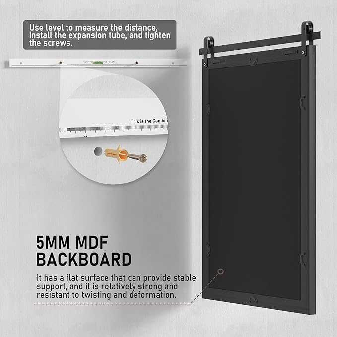 Black Farmhouse Mirror for Wall, 18x26INCH Wood Framed Square Bathroom Mirrors for Vanity, Barn Door Style Mirrors Wall Mounted Dresser Decor Mirror Living Room Bedroom Vertical