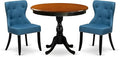 East West Furniture AMSI3-BCH-21 3 Piece Dinette Set for Small Spaces Contains a Round Kitchen Table with Pedestal and 2 Blue Linen Fabric Parson Dining Chairs, 36x36 Inch, Black & Cherry