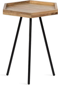 Kate and Laurel Kashvi Modern Hexagon Side Table; 17 x 15 x 20 Natural Wood and Black Decorative Geometric Farmhouse Bedroom Nightstand Table with Tripod Legs and Two Tone Finish