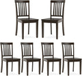 COLAMY Wooden Dining Chairs Set of 6, Solid Rubberwood Kitchen & Dining Room Chairs,Windsor Style Seating, Rustic Dining Table Chairs, Non-Slip Foot Pads, Farmhouse & Traditional Seating,Dark Brown