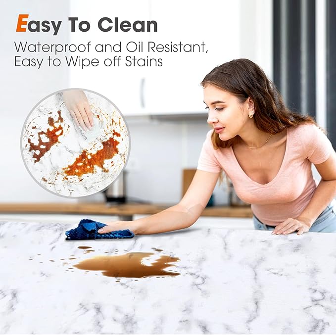 Beautysaid Shelf and Drawer Liner for Kitchen Cabinet, Non Adhesive Non Slip Shelf Paper Waterproof Washable Thickened for Dresser Pantry Shelve Bathroom Protector Liner(Marble,12 in x 20 FT)