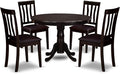 East West Furniture HLAN5-CAP-LC 5 Piece Dining Table Set for 4 Includes a Round Kitchen Table with Pedestal and 4 Faux Leather Dining Room Chairs, 42x42 Inch, Cappuccino