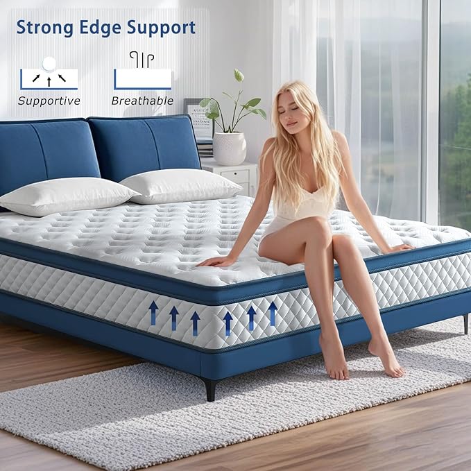 King Size Mattress, 12 Inch Medium Firm Hybrid King Bed Mattress, Memory Foam Mattresses in a Box for Pressure Relief, Individual Pocket Spring-Motion Isolation with Edge Support, CertiPUR-US