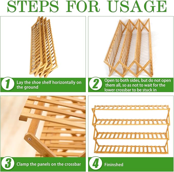 Choclaif Free Standing Shoe Racks for Closet, Shoe Shelf Bamboo Shoe Rack for Bedroom, Entryway Hallway Closet Living Room Organizer(3 Tier)