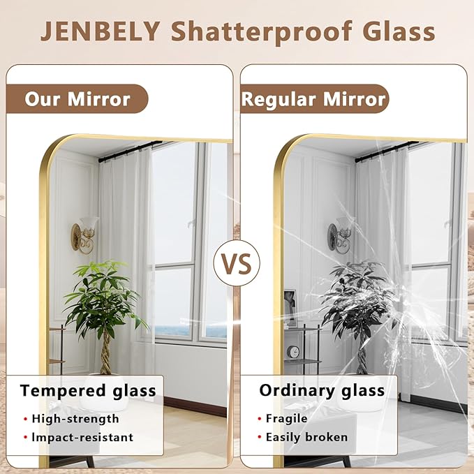 Brushed Gold Mirror, 24"x36" Rectangle Bathroom Mirror, Metal Frame Rectangle Corner Vanity Mirror, Wall Mounted Mirror for Modern, Living Room, Bedroom, Horizontal Or Vertical