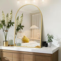 28" x 36" Gold Arched mirror, Large Arch Bathroom Vanity Wall Mirror, Modern Aluminum Alloy Metal Frame Arch Mirror for Bathroom, Living Room, Bedroom, Entryway, Tempered Glass, Shatter Proof