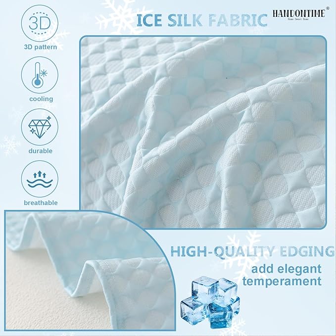 HANDONTIME Cooling Dog Couch Cover Ice Silk Washable & Breathable Pet Sofa Protector Durable Couch Covers for Sofa Pet Friendly Soft Dog Cooling Bed Cover Sofa Protector Covers (Baby Blue, 71"x150")