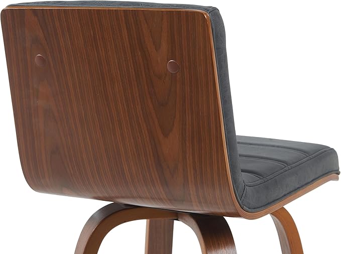 Vienna Modern Swivel Bar Height Stool with Vintage Black Upholstered Seat and Walnut Finished Wood Frame Set of 4