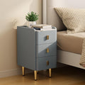 Narrow Nightstand with Drawers, Narrow Side Table Leather, Small Bedside Tables for Bedroom. (Dark Gray)