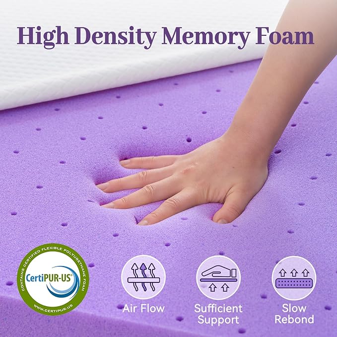 SINWEEK 3 Inch Gel Memory Foam Mattress Topper Twin Size, Ventilated High Density Pad for Back Pain, Bed Topper with Removable Soft Cover, CertiPUR-US Certified