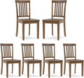 COLAMY Wooden Dining Chairs Set of 6, Solid Rubberwood Kitchen & Dining Room Chairs, Farmhouse Rustic Side Chairs for Dining Table, Anti-Slip Protection, Classic Windsor Style Seating, Oak Light Brown