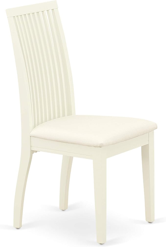 East West Furniture WEIP5-WHI-C 5 Piece Dining Room Table Set Includes a Rectangle Kitchen Table with Butterfly Leaf and 4 Linen Fabric Upholstered Dining Chairs, 42x60 Inch, Linen White