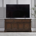 Liberty Furniture Arden Road TV Console, 74 Inch, Satin Cherry, 3 Drawers, 4 Doors