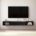 Pmnianhua Floating TV Stand with Drawer,66'' Wall-Mounted TV Cabinet,Floating TV Console,Under TV Entertainment Shelf with Storage for Bedroom Living Room(Black)