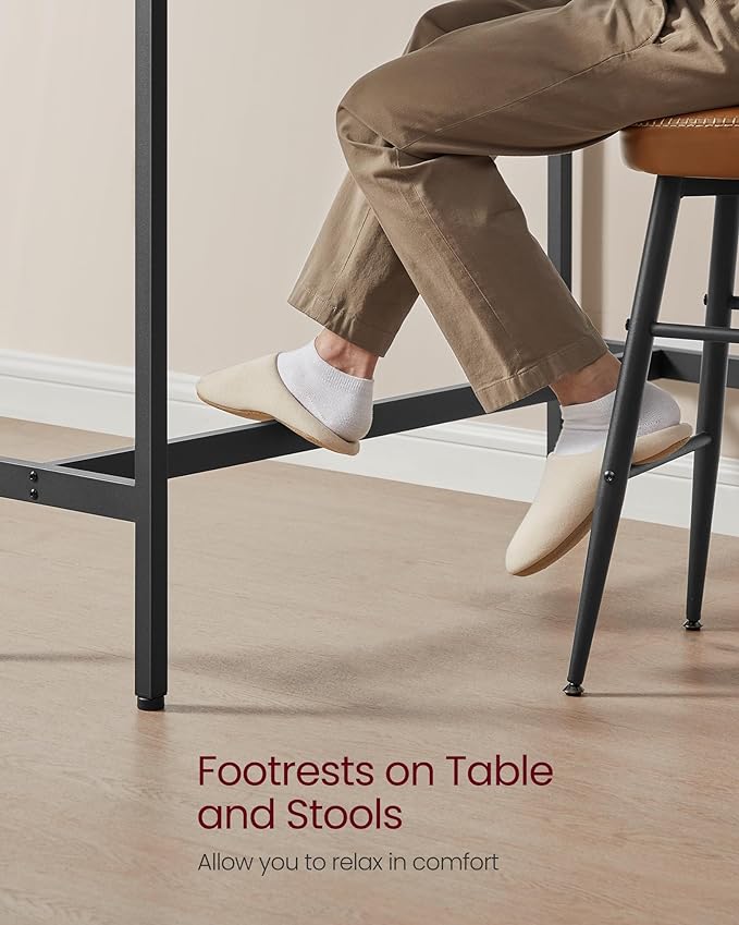 VASAGLE Bar Table, Narrow Long Kitchen Dining Table, Sturdy Metal Frame, Industrial, 15.7 x 39.4 x 35.4 Inches, Ebony Black and Ink Black ULBT010B56