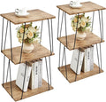 Side Table Set of 2, Tall End Table, Small Accent Table, Bedside Table for Living Room, Bedroom, Greige & Black