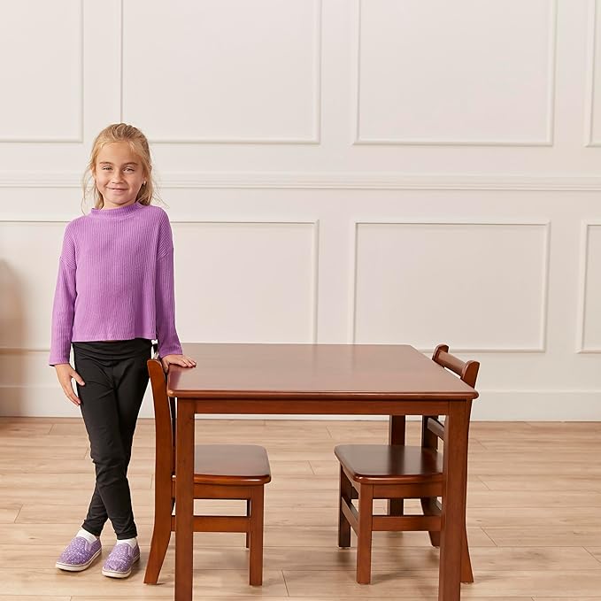 ECR4Kids 30in Square Hardwood Table with 22in Legs, Kids Furniture, Dark Walnut