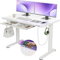 INNOVAR Wireless Charging Standing Desk with Drawers, Adjustable Height Electric Desk, 48 inch, Super White