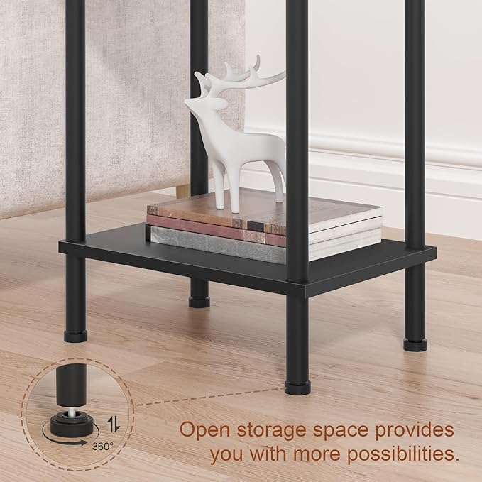 End Table,Small Side Table,2-Tier Nightstand with Storage Shelf,Sofa Bedside Table for Small Spaces in Living Room,Bedroom, Office,Stable Frame,Easy Assembly,Black
