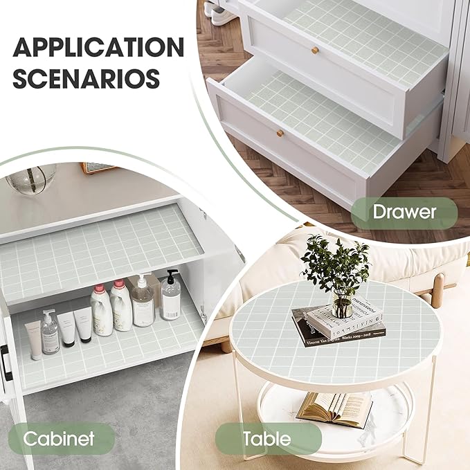 Beautysaid Shelf and Drawer Liner for Kitchen Cabinet, Non Adhesive Non Slip Shelf Paper Waterproof Washable Thickened for Dresser Pantry Shelve Bathroom Protector Liner(Light Green,12 in x 20 FT)