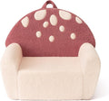 Blissful Diary Toddler Chair Comfy, Foam Kids Chair with Soft Teddy Plush, Toddler Reading Armchair with Cute Mushroom Designs- Rusty Red
