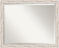 Amanti Art White Bathroom Mirror for Over Sink, 25x31 Alexandria White Wash Narrow Rectangle Vanity Mirror, Large Cottage Wood Frame, Hangs Horizonally and Vertically, Bathroom Wall Decor, Beveled