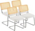 VEVOR Rattan Dining Chairs Set of 4, Mid Century Modern Dining Chair, Upholstered Velvet Accent Chair with Rattan Back, Retro Dining Room Kitchen Chair for Living Room, Bedroom(18.1 Inch)