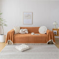 HANDONTIME Dark Orange Sofa Covers - Colorful Tassel Couch Cover for Dogs & Vintage Boho Couch, 91" X134"