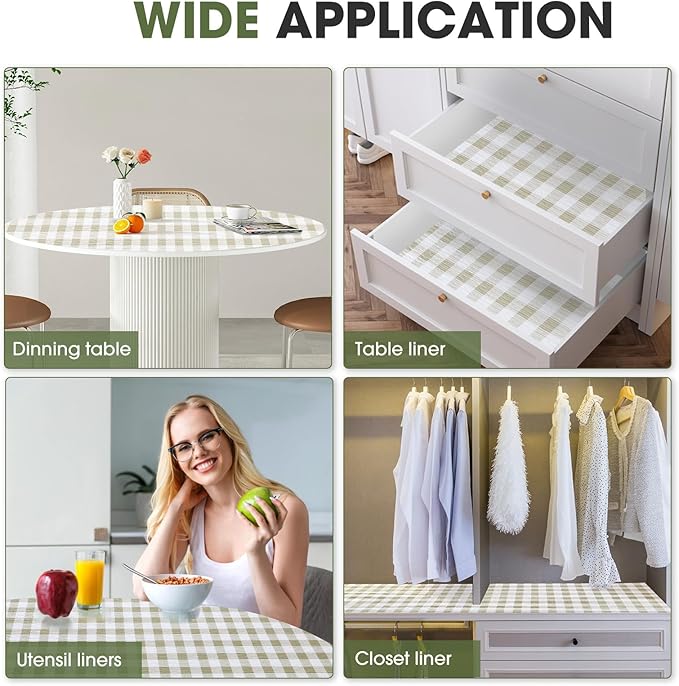 Beautysaid Shelf and Drawer Liner for Kitchen Cabinet, Non Adhesive Non Slip Shelf Paper Waterproof Washable Thickened for Dresser Pantry Shelve Bathroom Protector Liner(Checkered,12 in x 20FT)