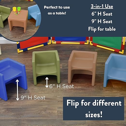 Children's Factory 3-in-1 Cube Chair for Kids, Flexible Seating Classroom Furniture, 1-Pack, Almond