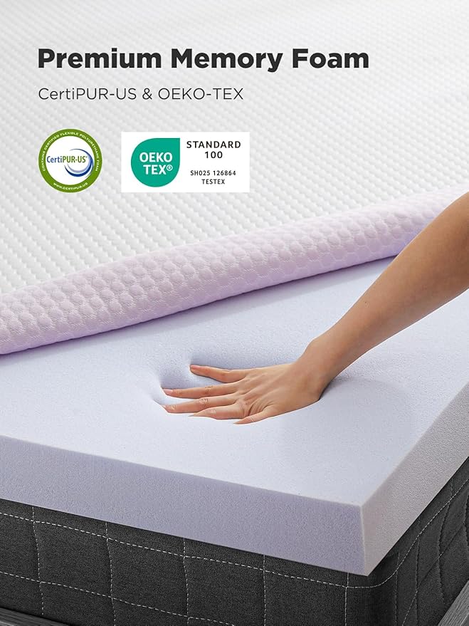 PERLECARE 3 Inch Mattress Topper King - Gel Memory Foam for Pressure Relief, Premium Soft Cooling Sleep, Non-Slip Design with Removable & Washable Cover, CertiPUR-US Certified
