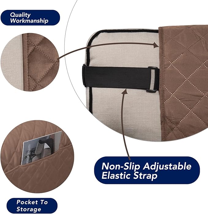 PureFit Reversible Sofa Cover Water Resistant Chair Couch Cover, Machine Washable Furniture Cover with Non-Slip Foam and Adjustable Strap for Dogs, Pets (Chair, Brown/Beige)