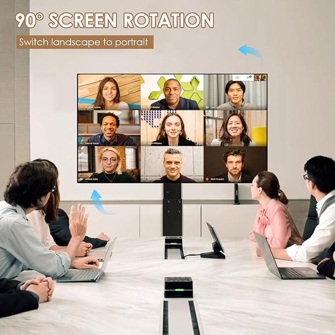 Mobile TV Stand with Wheels, Swivel Rolling TV Stand for 32-75 Inch TVs with Shelf, Landscape to Portrait, Height Adjustable Portable TV Cart with Tilt, VESA 600x400mm, 110lbs Capacity
