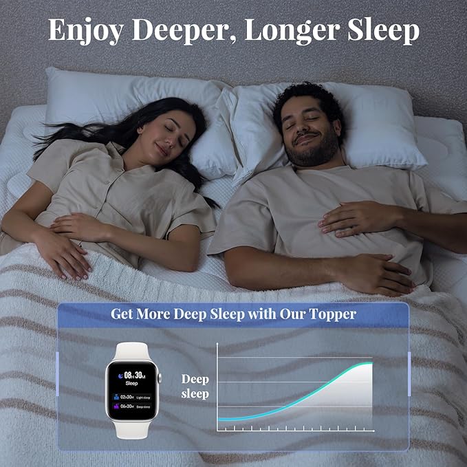 OhGeni Cooling 4 inch Dual Layer Twin XL Mattress Topper, 2 inch Gel Memory Foam, 2 inch Down Alternative Pillow Top Pad, Mattresses Cover for Bed, Medium Support, Fits 6”-19” Deep Pocket,Purple
