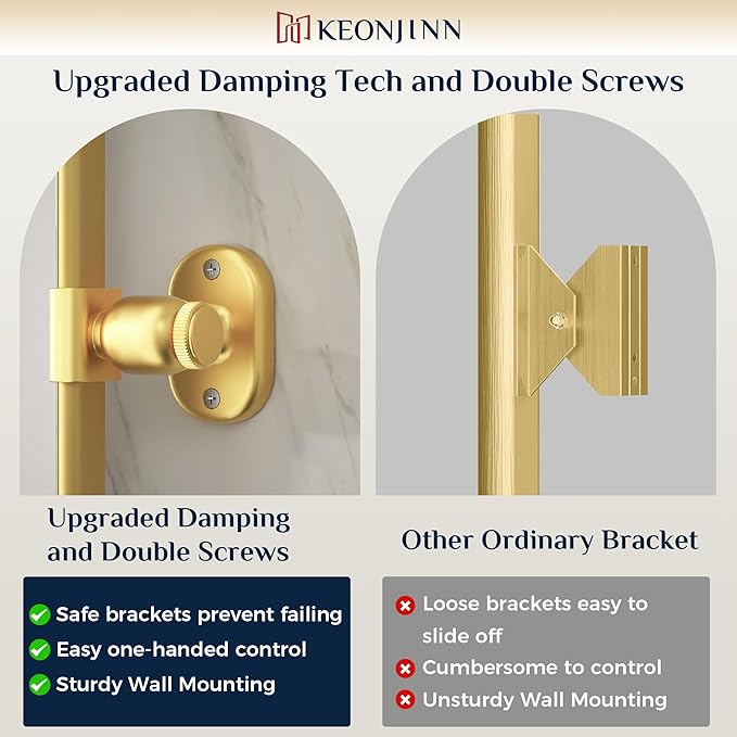 Keonjinn 24 x 36 Inch Pivot Mirror Bathroom, Gold Tilt Mirror Bathroom for Wall, Brushed Gold Beveled Pivot Rectangle Mirrors for Over Sink, Modern Metal Framed Vanity Mirrors, Horizontal/Vertical