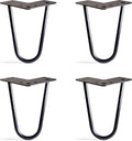 TEN49 Heavy Duty Hairpin Table Legs - 6 Inch Industrial Black Furniture Legs - Solid Rods Metal Leg - Fit for Mid-Century Modern End Drawer, Low Shelf, Bed, Sofa, TV Stand, Cabinet Feet