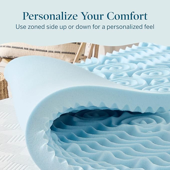 LUCID Gel Infused Memory Foam Mattress Topper – 3 Inch Mattress Topper – 5 Comfort Zones Relieve Pressure – CertiPUR-US Certified Foam - Twin
