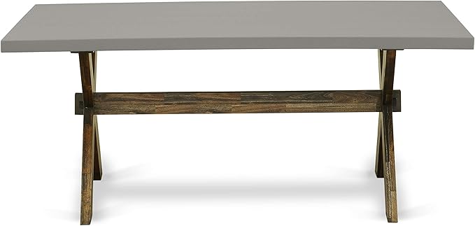East West Furniture X797MZN32-9 9 Piece Dining Table Set Includes a Rectangle Dining Room Table with X-Legs and 8 Light Beige Linen Fabric Parsons Chairs, 40x72 Inch, Multi-Color