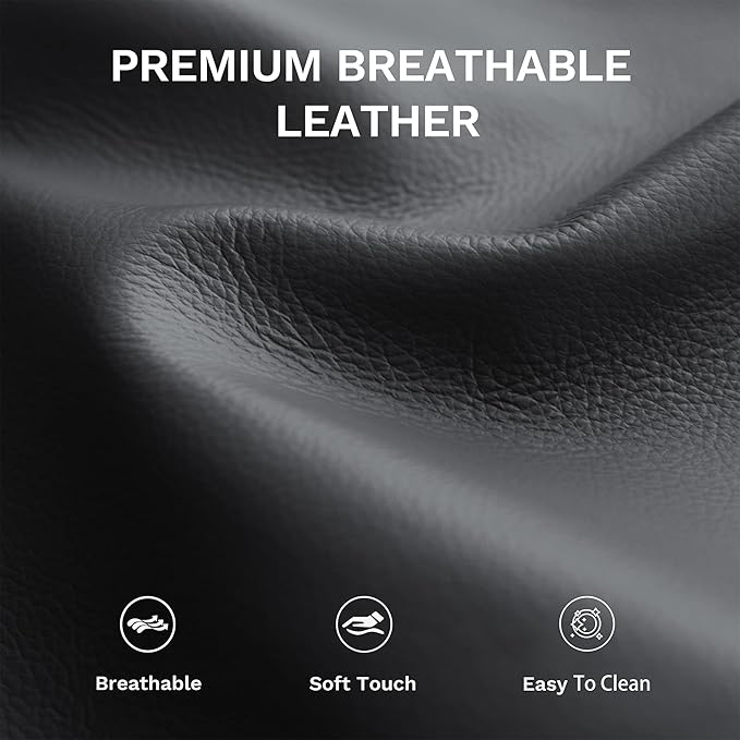 COLAMY Pushback Electric Recliner Chair, Premium Leather Upholstery with Adjustable Angles, Extra Lumbar Pillow, Built-in Charging Port, Business-Casual Style for Living Room（Black