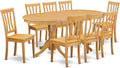 East West Furniture VAAN9-OAK-W 9 Piece Modern Dining Table Set Includes an Oval Wooden Table with Butterfly Leaf and 8 Dining Room Chairs, 40x76 Inch, Oak