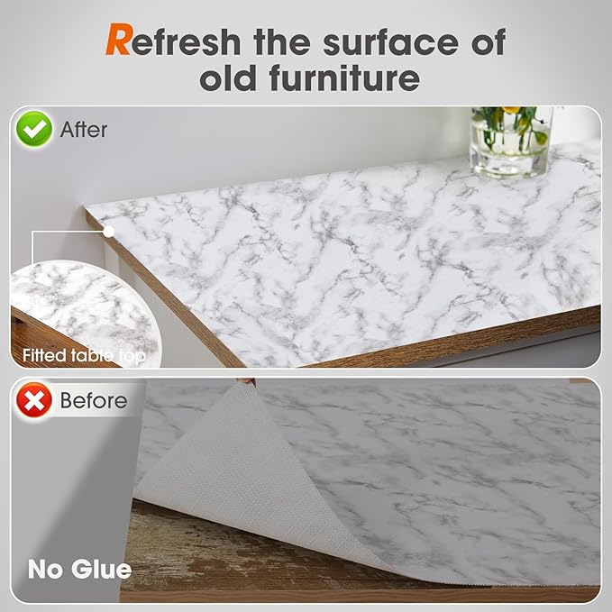 Beautysaid Shelf and Drawer Liner for Kitchen Cabinet, Non Adhesive Non Slip Shelf Paper Waterproof Washable Thickened for Dresser Pantry Shelve Bathroom Protector Liner(Marble,18 in x 20 FT)