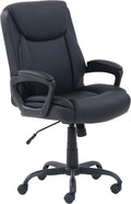 Amazon Basics Classic Puresoft PU Padded Mid-Back Height Adjustable Office Computer Desk Chair with Armrest, 26"D x 23.75"W x 42"H, Black