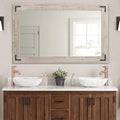 YOSHOOT Rustic Wooden Framed Wall Mirror, Natural Wood Bathroom Vanity Mirror for Farmhouse Decor, Vertical or Horizontal Hanging
