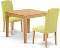 East West Furniture OXEN3-OAK-07 3 Piece Dining Table Set for Small Spaces Contains a Square Dining Room Table and 2 Limelight Linen Fabric Parsons Chairs, 36x36 Inch, Oak